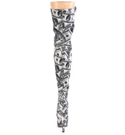 Ботфорты на платформе Pleaser c долларами ADO3000DP/W-BFA/M