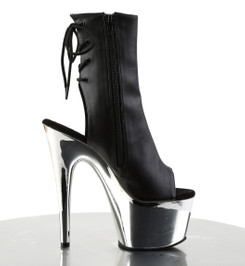 Ботильоны на платформе двойки Pleaser черные матовые ADO1018/BPU/SCH