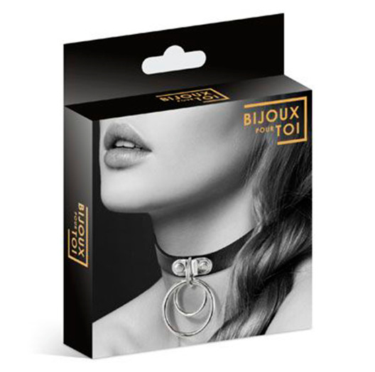 Чокер черный с двумя кольцами Bijoux