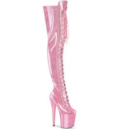Ботфорты на платформе Pleaser розовые с блеском FLAM3020GP/BPG/M