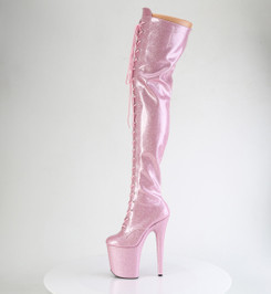 Ботфорты на платформе Pleaser розовые с блеском FLAM3020GP/BPG/M