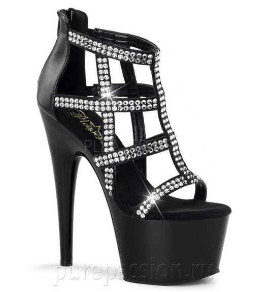 Стрипы двойки Pleaser черные со стразами ADO798/BPU/M