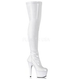 Ботфорты на платформе Pleaser белые ADO3000/W/M
