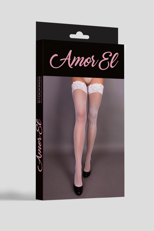 Чулки белые в мелкую сеточку