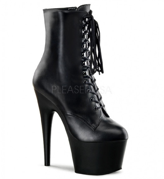 Ботильоны на платформе двойки Pleaser черные матовые ADO1020/B/LE