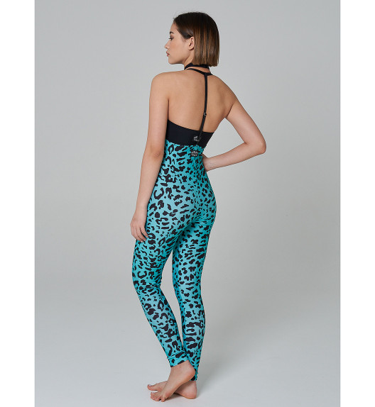 Леггинсы на подтяжках голубой леопард Shark