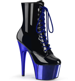 Ботильоны на платформе Pleaser синие лаковые ADO1020/B/RYBLCH