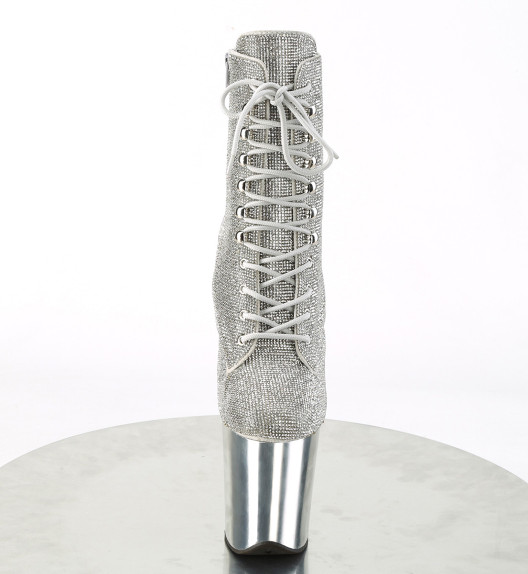 Ботильоны на платформе Pleaser серебро стразы FLAM1020CHRS/S/SCH