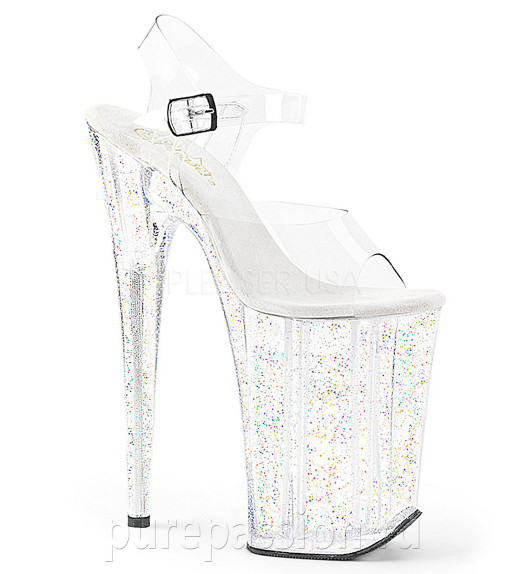 Босоножки четверки Pleaser прозрачные с блестками INF908MG/C/M