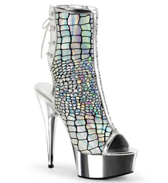 Ботильоны на платформе Pleaser серебряные DEL1018HG/SPU/SCH