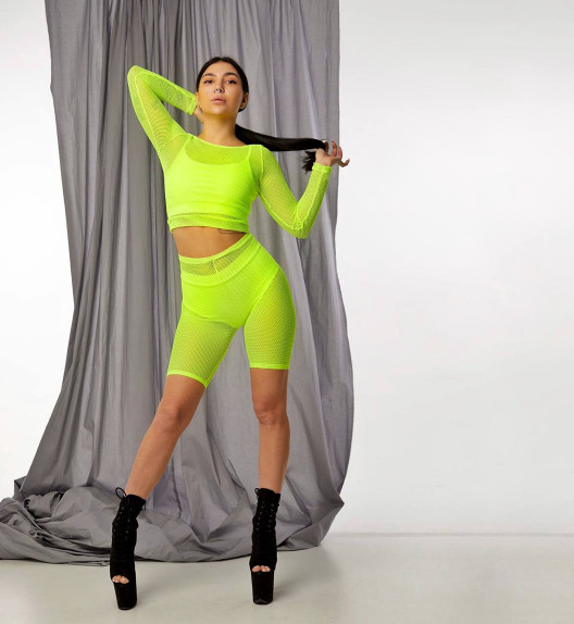 Велосипедки желтый неон в крупную сетку Jaya Polerina