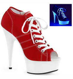 Кеды красные на каблуке Pleaser с открытым мысом DEL600SK-01/RCA/NW