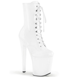 Ботильоны на платформе Pleaser белые лаковые XTM1020/W/M
