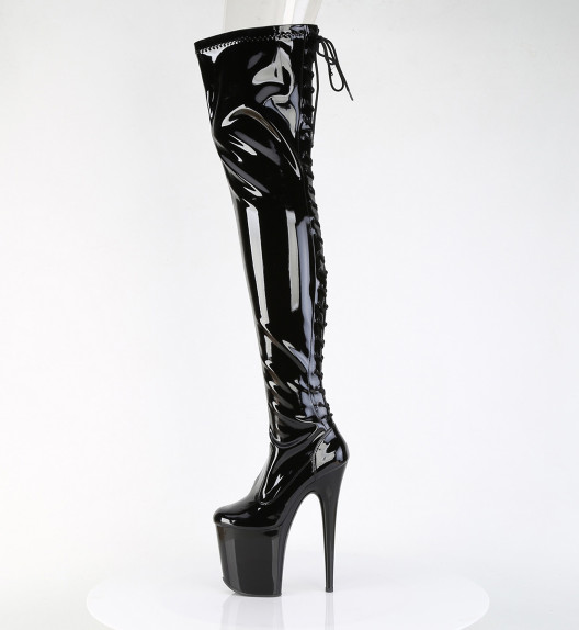 Ботфорты на платформе Pleaser черные FLAM3850/B/M