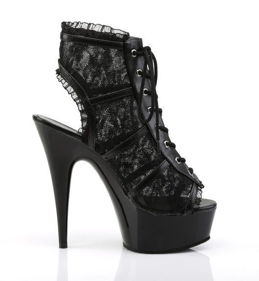Туфли на платформе Pleaser черные DEL696LC/BM/M