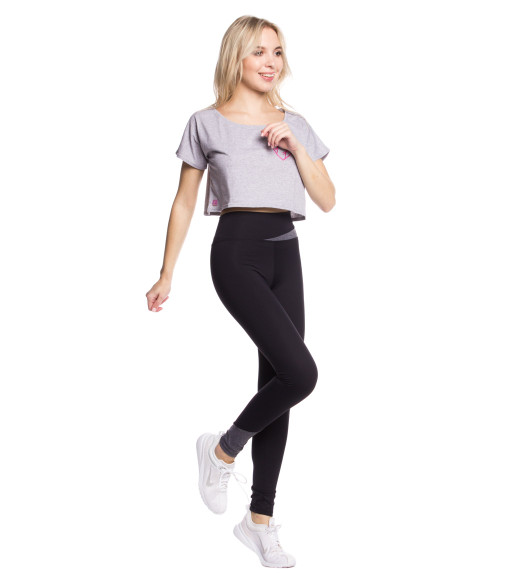 Лосины высокие черные с серым меланжем Vibe