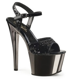 Босоножки Pleaser черные с блестками SKY310SQ/B/PWCH