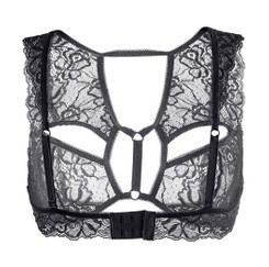 Бралетт черный кружевной с перемычками