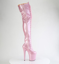 Ботфорты на платформе Pleaser розовые с блеском FLAM3020GP/BPG/M