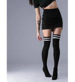 Ботфорты черные с белым WB1 Classic 02 Giulia