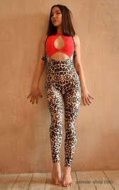 Леггинсы на подтяжках леопардовые Shark