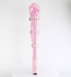 Ботфорты с ремнями на платформе Pleaser розовые FLAM3028/BP/M