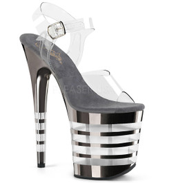 Стрипы Pleaser серебряные в полоску FLAM808CHLN/C/PWCH