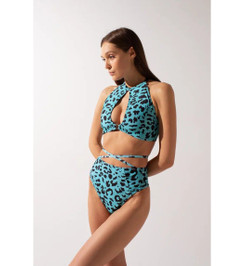 Топ голубой леопард Cherry Shark