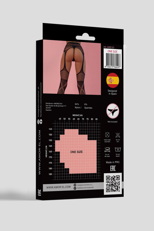 Чулки черные с поясом "Drawing" Amor El