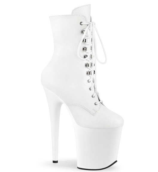Ботильоны на платформе Pleaser белые матовые FLAM1020/WPU/M
