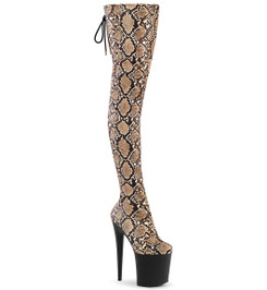 Ботфорты на платформе Pleaser коричневый питон FLAM3008SP-BT/T-BN/B