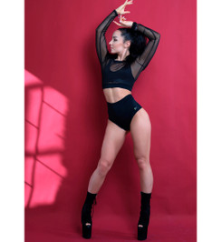 Лонгслив черный из сетки ShadowI-Style